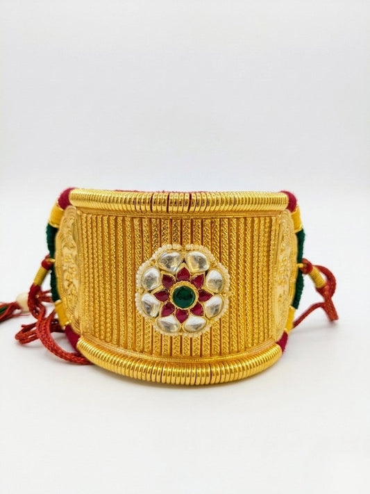 Johnson Real Pachi Kundan Bajubandh Jodi (2pc Set) for Rajputi Poshak (daily and Festive Wear)