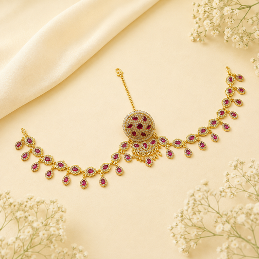 Johnsons Traditional Rajasthani Golden Kundan and AD Rakhdi Set with Meena Work for Womens