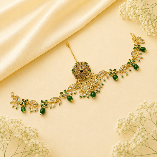 Johnsons Traditional Rajasthani Golden AD and Moti Rakhdi Set for Womens