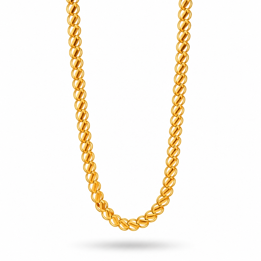 Johnson 1G Gold Plain Lotus Chain for Men – Premium Gold Finish Chain for Gents