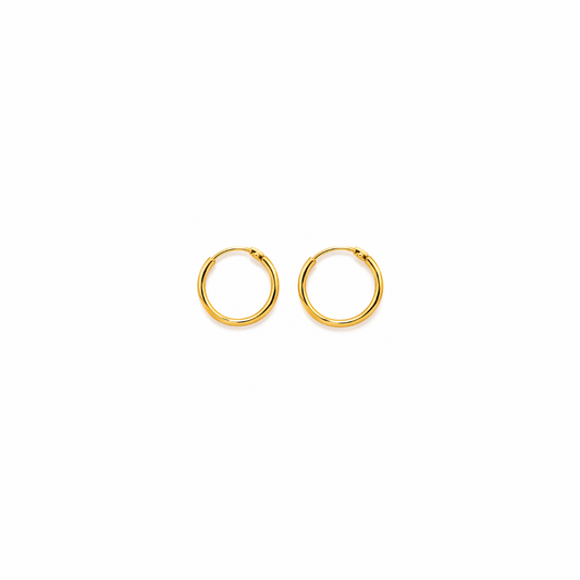 Johnsons 3% Gold Bandhel Pipe Bali For Women Classic Round Hoop Earrings (Small)