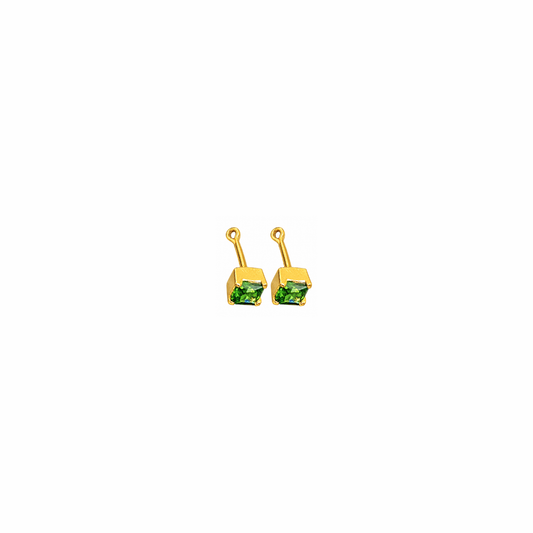 Johnsons 3% Gold Men’s Single Stone Lung Jodi Premium Traditional Green Stone Earing For Men (Small)