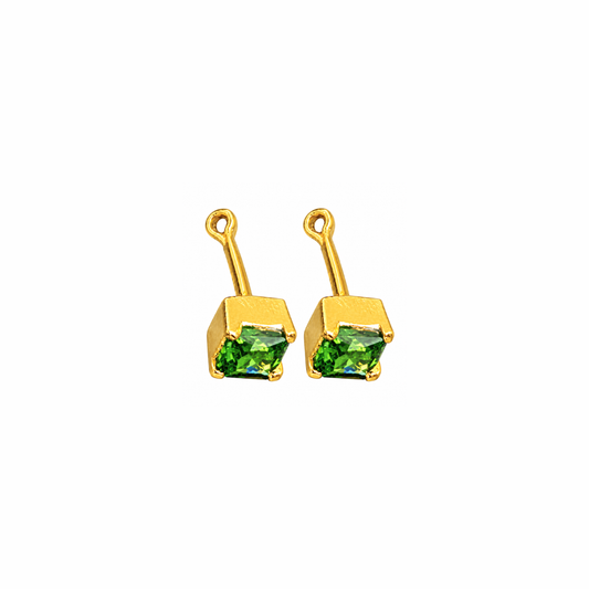 Johnsons 3% Gold Men’s Single Stone Lung Jodi Premium Traditional Green Stone Earing For Men (Medium)