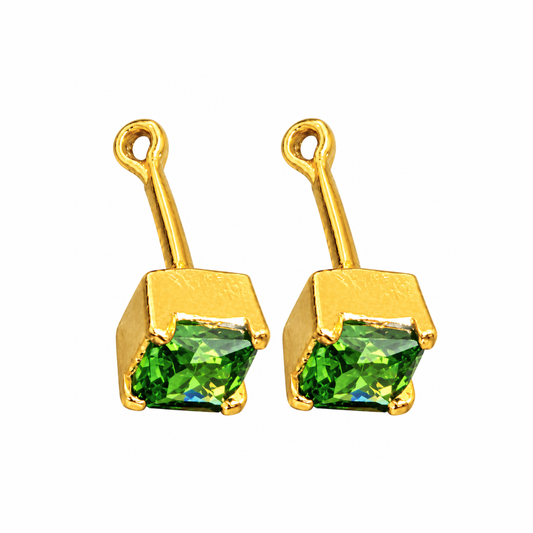 Johnsons 3% Gold Men’s Single Stone Lung Jodi Premium Traditional Green Stone Earing For Men (Big)