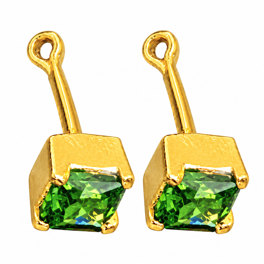 Johnsons 3% Gold Men’s Single Stone Lung Jodi Premium Traditional Green Stone Earing For Men (Full Size)