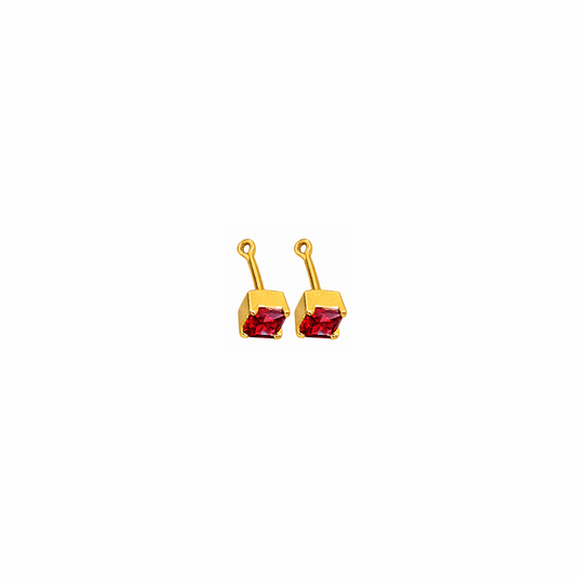 Johnsons 3% Gold Men’s Single Stone Lung Jodi Premium Traditional Red Stone Earing For Men (Small)