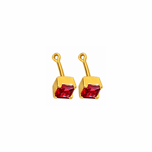 Johnsons 3% Gold Men’s Single Stone Lung Jodi Premium Traditional Red Stone Earing For Men (Medium)