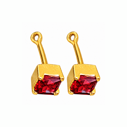 Johnsons 3% Gold Men’s Single Stone Lung Jodi Premium Traditional Red Stone Earing For Men (Big)