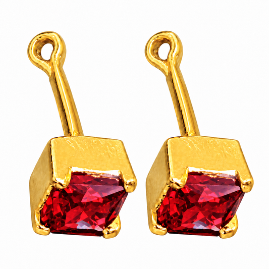 Johnsons 3% Gold Men’s Single Stone Lung Jodi Premium Traditional Red Stone Earing For Men (Full)