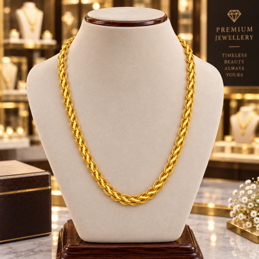Johnsons 3% Gold Premium Lotus Men’s Chain in 22 inches for Daily Wear