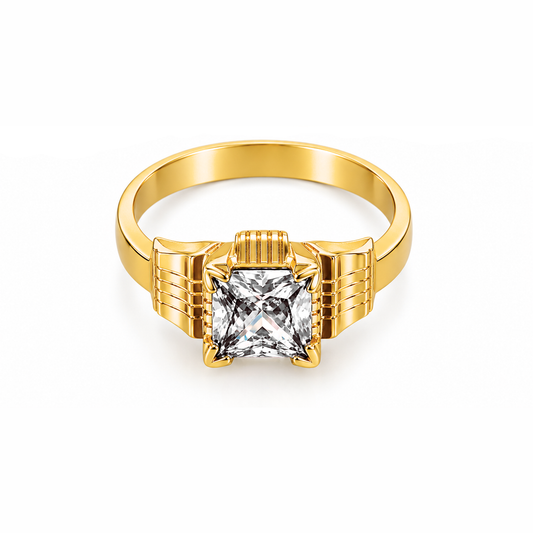 Johnsons 3% Gold White Stone Bandle Ring for Men Premium Traditional Statement Ring For Men Daliy Wear