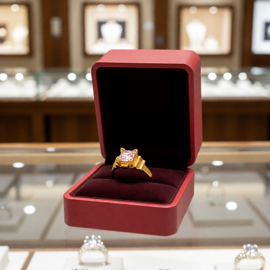 Johnsons 3% Gold White Stone Bandle Ring for Men Premium Traditional Statement Ring For Men Daliy Wear