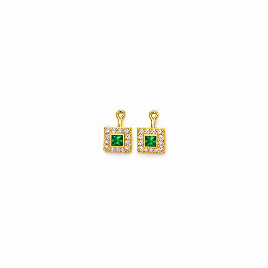 Johnsons 3% Gold Men’s Multi Stone Lung Jodi Premium Traditional Green Stone Earing For Men (Small)