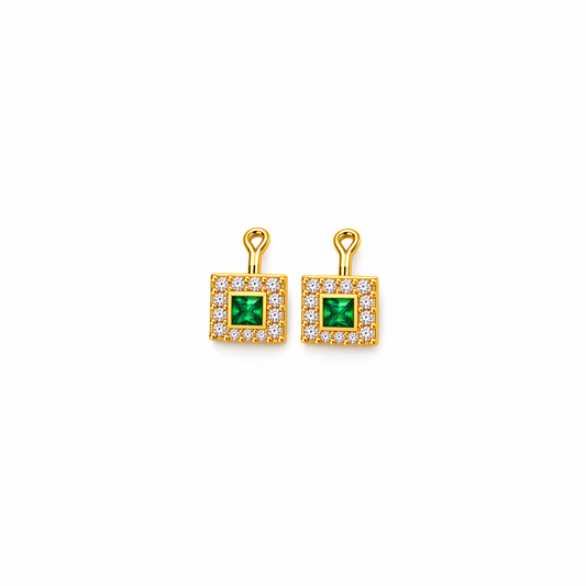 Johnsons 3% Gold Men’s Multi Stone Lung Jodi Premium Traditional Green Stone Earing For Men (Medium)