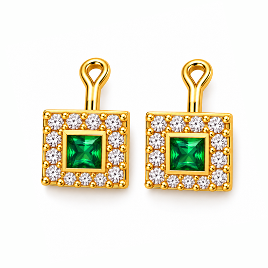 Johnsons 3% Gold Men’s Multi Stone Lung Jodi Premium Traditional Green Stone Earing For Men (Full)