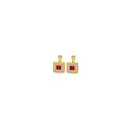 Johnsons 3% Gold Men’s Multi Stone Lung Jodi Premium Traditional Red Stone Earing For Men (Small)