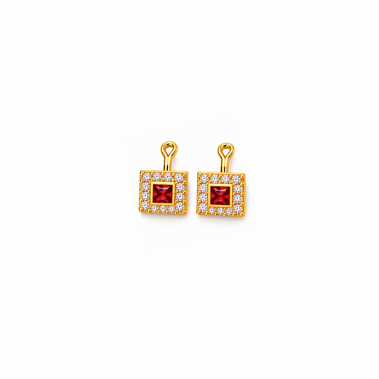 Johnsons 3% Gold Men’s Multi Stone Lung Jodi Premium Traditional Red Stone Earing For Men (Medium)