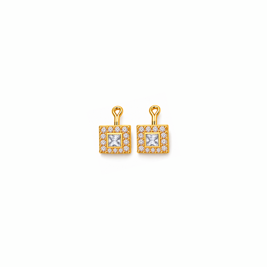 Johnsons 3% Gold Men’s Multi Stone Lung Jodi Premium Traditional White Stone Earing For Men (Medium)