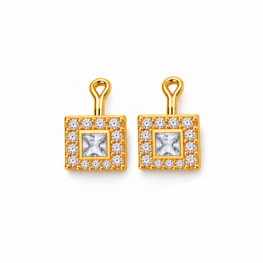 Johnsons 3% Gold Men’s Multi Stone Lung Jodi  Premium Traditional White Stone Earing For Men (Big)