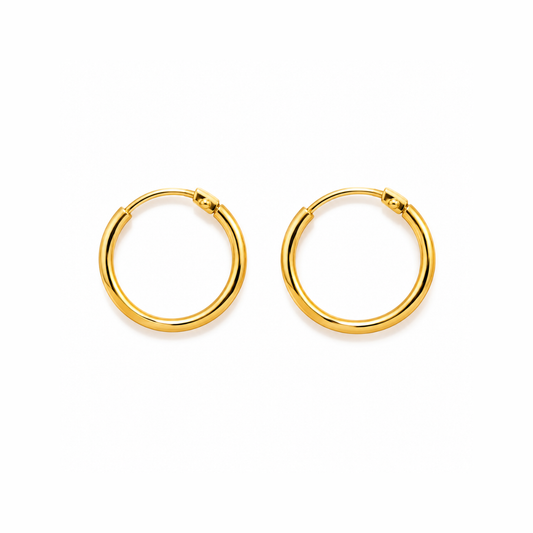 Johnsons 3% Gold Bandhel Pipe Bali For Women Classic Round Hoop Earrings (Big)
