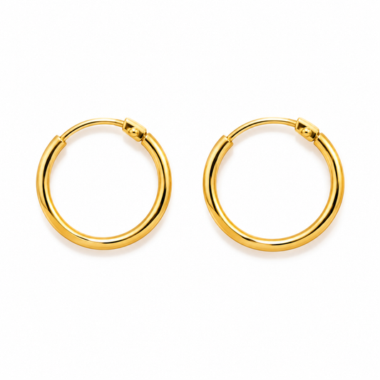 Johnsons 3% Gold Bandhel Pipe Bali For Women Classic Round Hoop Earrings (Full Size)