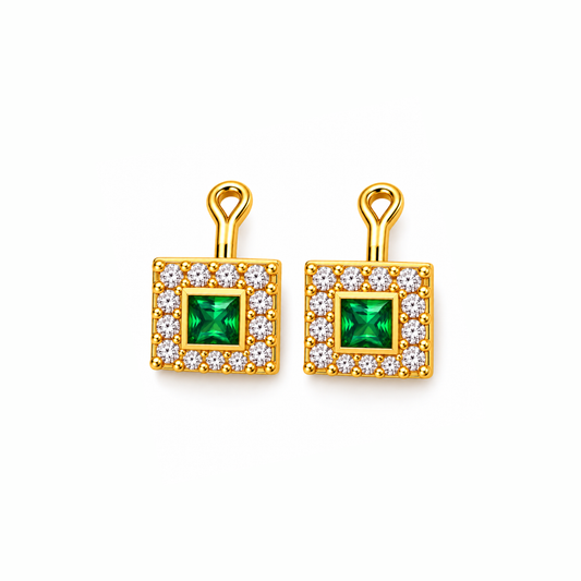 Johnsons 3% Gold Men’s Multi Stone Lung Jodi Premium Traditional Green Stone Earing For Men (Big)