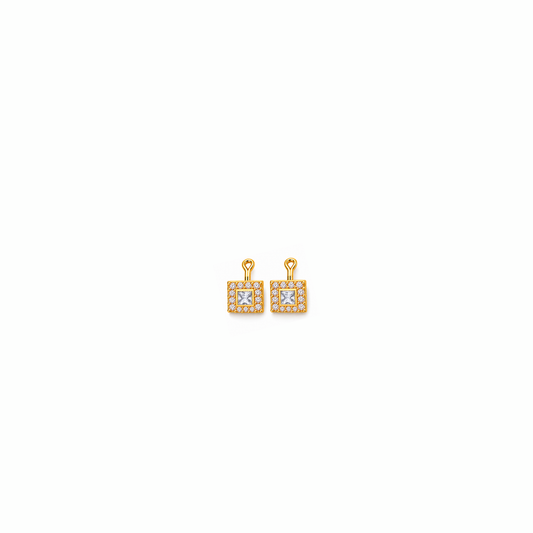 Johnsons 3% Gold Men’s Multi Stone Lung Jodi  Premium Traditional White Stone Earing For Men (Small)