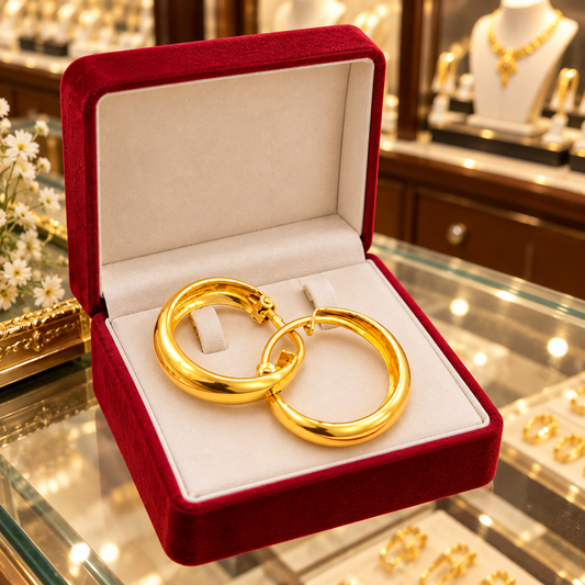 Johnsons 3% Gold Men  Murkiya Gold Hoop Earrings For Traditional Festive and Everyday Ethnic Wear
